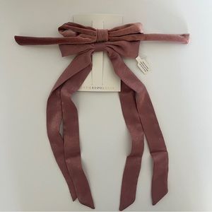 Anthropologie Pink Velvet and Satin Bow Barrette Set